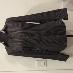 Express Black With White Pinstripes Fitted Button-Down Shirt